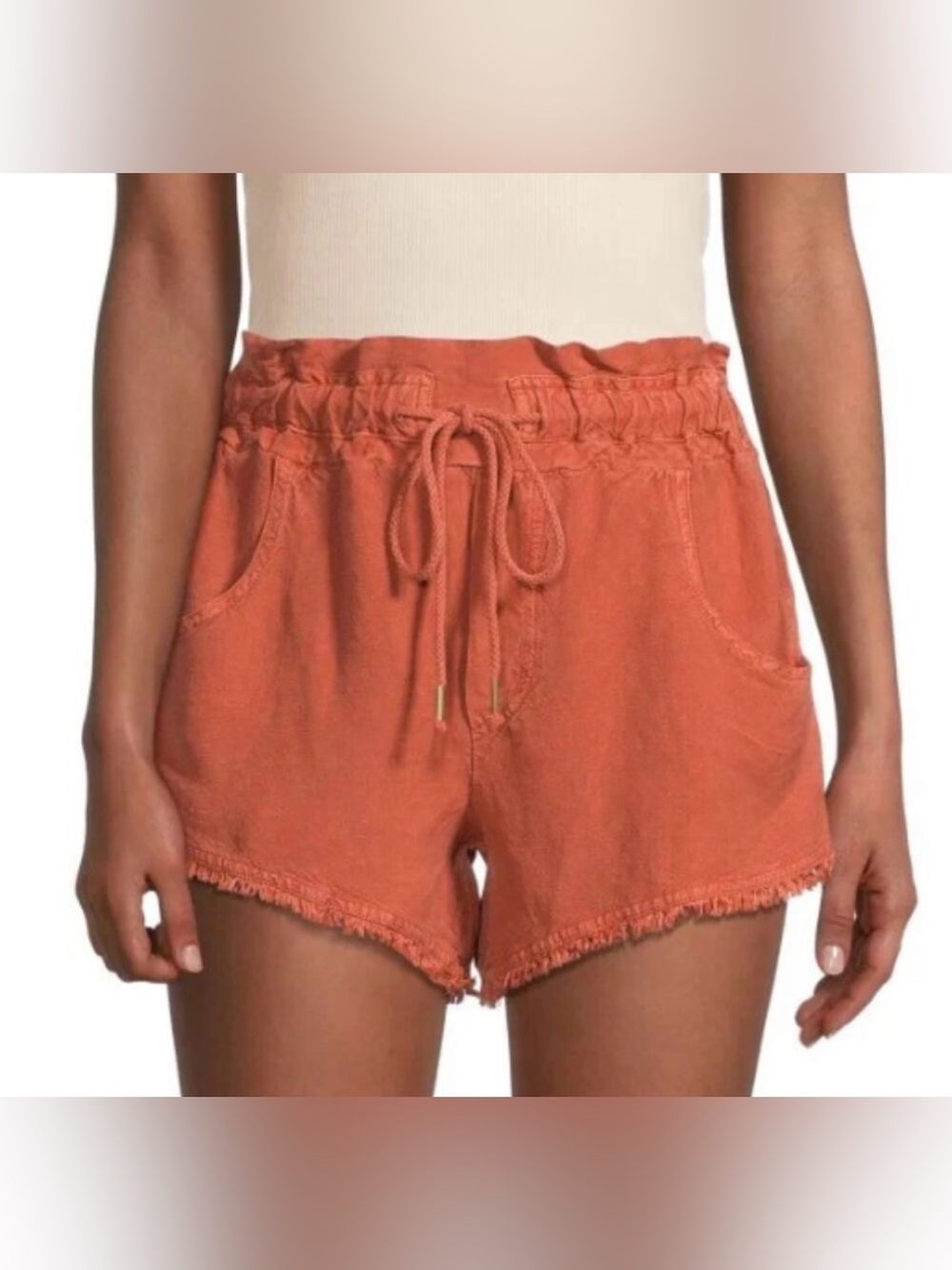 Young Fabulous Broke Shorts Womens Small Izzy Raw Edge Linen Boho Festival YFB